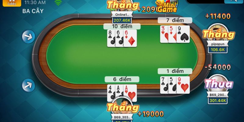 Game bài ba cây online tính năng nổi bật