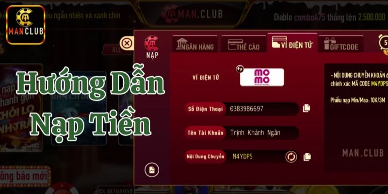 Hướng dẫn nạp tiền Manclub