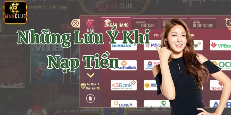 Lưu ý nạp tiền Manclub
